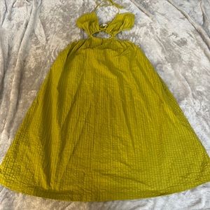 Madewell seersucker tie front cutout midi dress